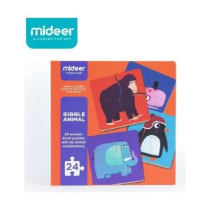 6 Happy Animal Wooden Puzzles – 4 Pcs – Mideer 6 Happy Animal Wooden Puzzles - 4 Pcs Mideer Jigsaw Puzzles