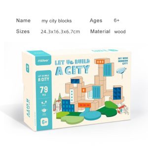 Let Us Build A City – Wooden Blocks (79 Pcs) – Mideer Let Us Build A City - Wooden Blocks (79 Pcs) Mideer Building Blocks