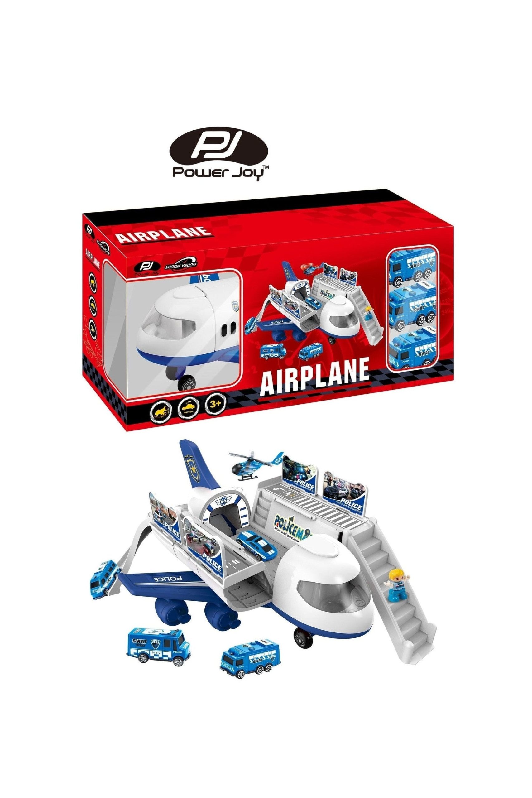 Power Joy Vroom Vroom Airplane Playset With 5 Cars + 1 Police Figure – Power Joy Power Joy Vroom Vroom Airplane Playset With 5 Cars + 1 Police Figure Power Joy Toys